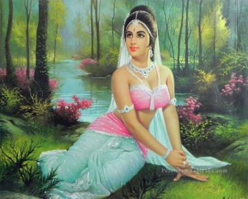  aime tableaux - Shakuntala attend son roi bien aimé Indienne